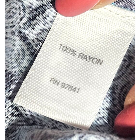 J. Jill Women’s Blue Print Top L Button Down Boho Chic Coastal Cowgirl Light - Picture 7 of 13